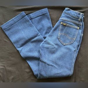 VTG 70’s Lee Riders High Waisted Dark Denim Jeans! USA. Talon 42 Zipper! Size 8.